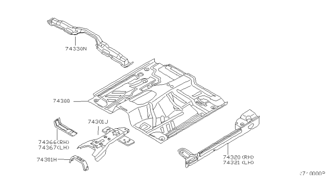 2000 Nissan Xterra Sill-Inner,RH Diagram for 76450-7Z030