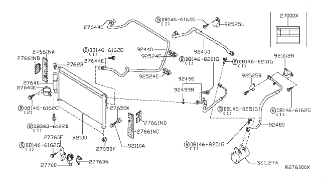 2004 Nissan Xterra Condenser,Liquid Tank & Piping Diagram 1