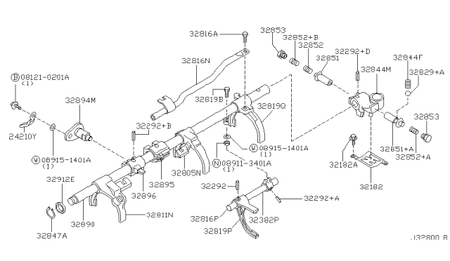 2004 Nissan Xterra Fork Shift 1ST & 2ND Diagram for 32805-58S61