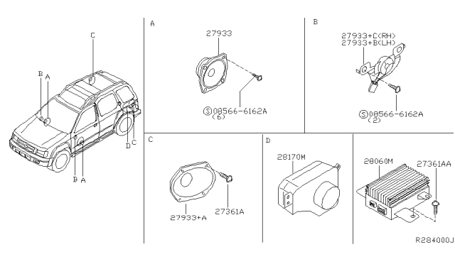 2003 Nissan Xterra Speaker Unit Diagram for 28138-7Z900
