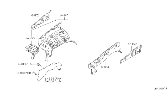 2001 Nissan Xterra Hood Ledge & Fitting Diagram 2