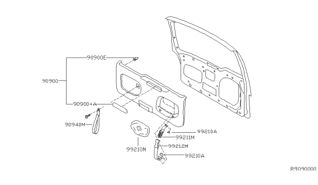 2001 Nissan Xterra Finisher Assy-Back Door Diagram for 90900-7Z090
