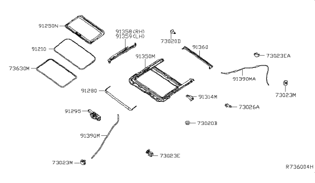 2014 Nissan Sentra Sun Roof Parts Diagram