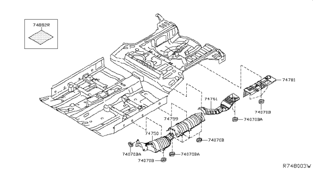 2015 Nissan Sentra INSULATOR-Heat,Front Floor Diagram for 74751-3SG0A