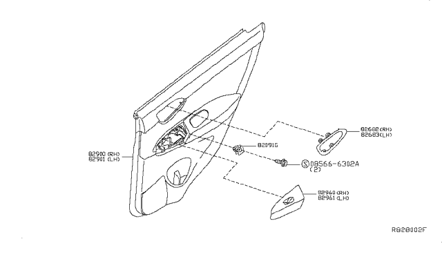 2015 Nissan Sentra Finisher Assy-Rear Door,LH Diagram for 82901-4AF4A