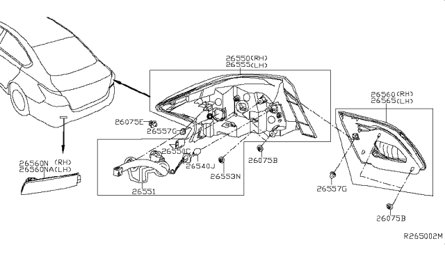 2015 Nissan Sentra Combination Lamp Assembly-Rear,NO2 LH Diagram for 26555-3SH5A