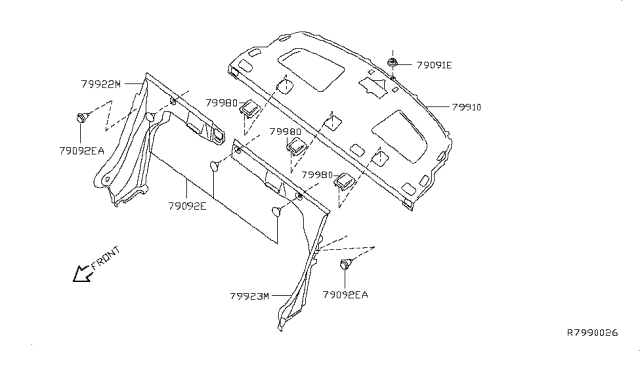 2015 Nissan Sentra Rear & Back Panel Trimming Diagram
