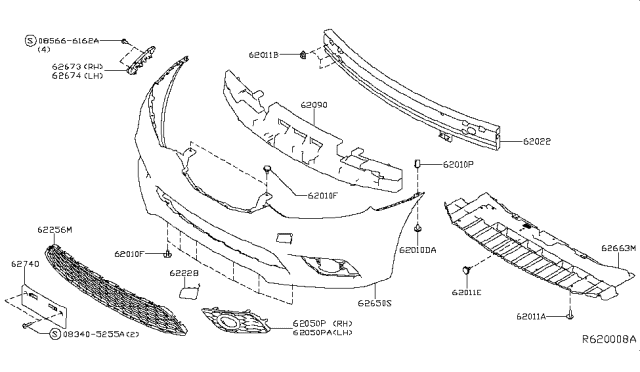 2015 Nissan Sentra Finisher-Front Bumper Diagram for 62256-3RM0A