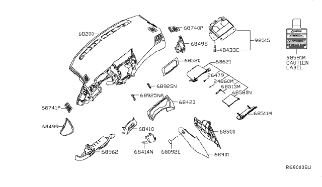 2014 Nissan Sentra Instrument Panel,Pad & Cluster Lid Diagram 2