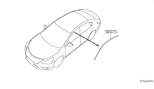 2015 Nissan Sentra MOULDING-Drip,RH Diagram for 76812-3SG0A