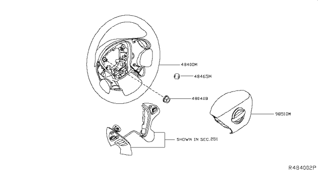 2016 Nissan Sentra Air Bag Driver Side Module Assembly Diagram for 98510-3SG8A