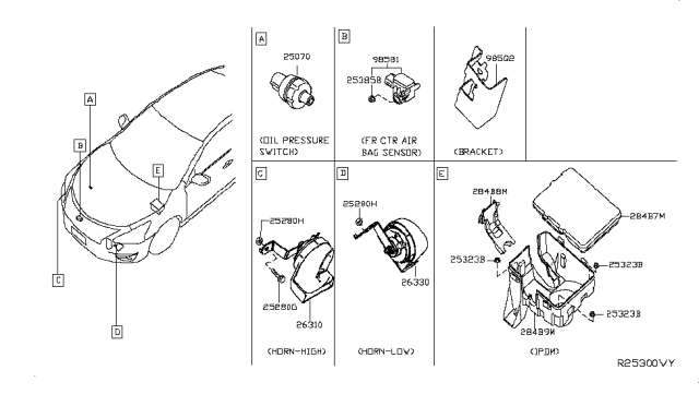2016 Nissan Sentra Horn Assembly - Electric Low Diagram for 25620-9KC0A