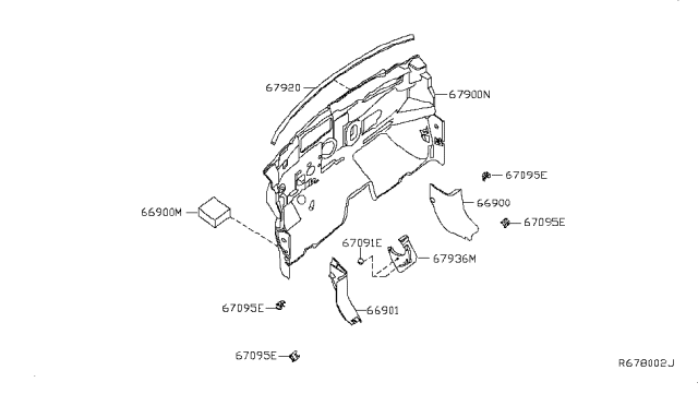 2014 Nissan Sentra Insulator-Dash Lower Diagram for 67900-3SH0A