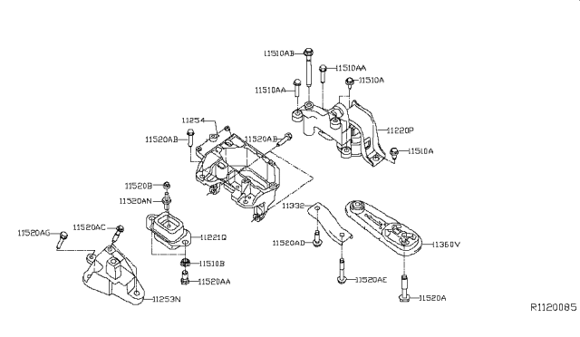 2019 Nissan Sentra Engine & Transmission Mounting Diagram 3