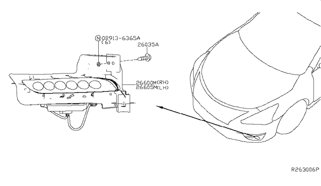 2019 Nissan Sentra Lamp Assembly-Daytime Running,LH Diagram for 26605-4FU0A