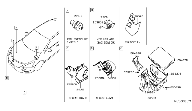 2015 Nissan Sentra Control Unit-IPDM Engine Room Diagram for 284B7-3SG1E