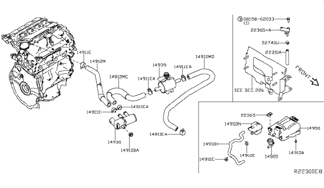 2018 Nissan Sentra Hose-Anti Evaporation Control Diagram for 18791-3RC0A