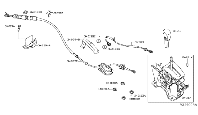 2015 Nissan Sentra Transmission Control Device Assembly Diagram for 34901-3SC3C