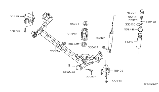 2013 Nissan Sentra ABSORBER Kit - Shock, Rear Diagram for E6210-3SH0C