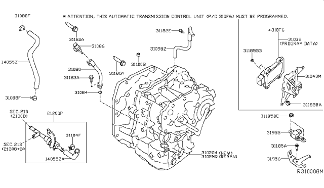 2013 Nissan Sentra Thermostat Assembly Diagram for 21200-3RC5A