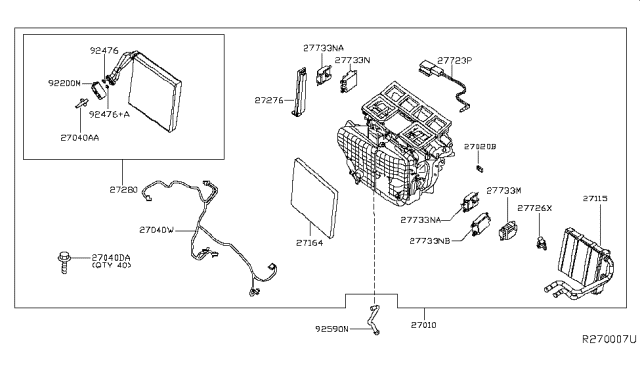 2016 Nissan Pathfinder Heater & Blower Unit Diagram 2