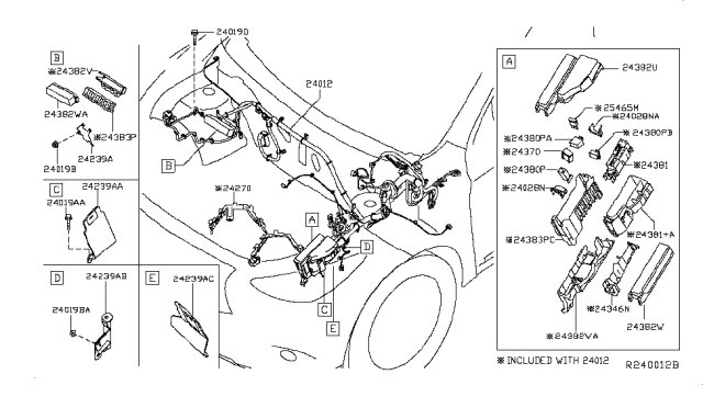 2014 Nissan Pathfinder Harness-Engine Room Diagram for 24012-3KA2B