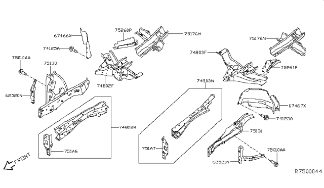 2014 Nissan Pathfinder Extension-Front Side Member.Front LH Diagram for G5171-3JAMA