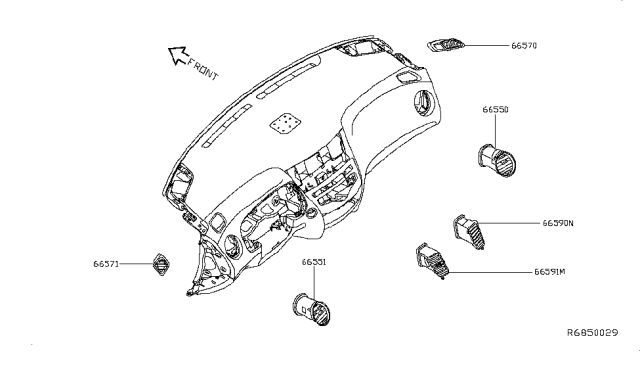 2013 Nissan Pathfinder Ventilator Assy-Side,RH Diagram for 68760-3KA0A