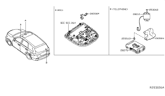 2017 Nissan Pathfinder Antenna Assy-Time Control Unit Diagram for 28212-9PB0B