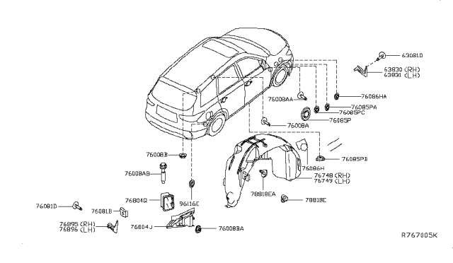 2016 Nissan Pathfinder Body Side Fitting Diagram 1