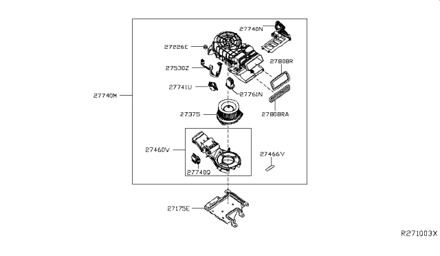 2015 Nissan Pathfinder Fan Assy-Blower Diagram for 27414-3KA0A