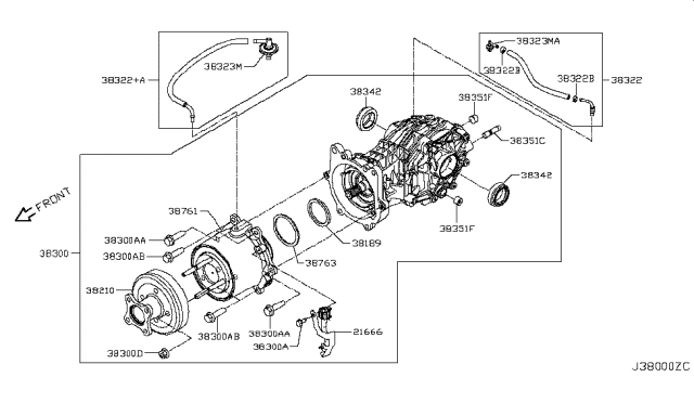 2019 Nissan Pathfinder Breather-Final Drive Diagram for 38322-3JA1A