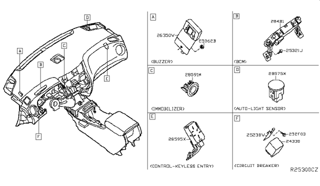 2014 Nissan Pathfinder Buzzer Assy-Entry Card Diagram for 25640-3JA0D