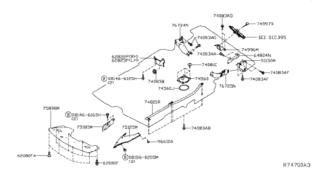 2018 Nissan Pathfinder Support-Wheel House Member,LH Diagram for 767B5-3JA0A