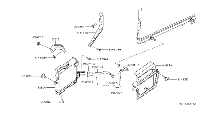 2014 Nissan Pathfinder Hose - Auto Transmission Oil Cooler Diagram for 21636-3KA0A