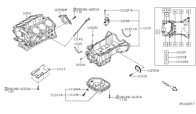 2013 Nissan Pathfinder Cylinder Block & Oil Pan Diagram 1