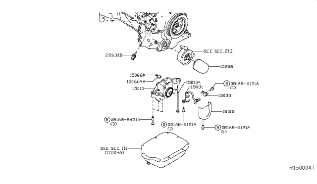 2016 Nissan Pathfinder Oil Pump Assy Diagram for 15010-6KA0A