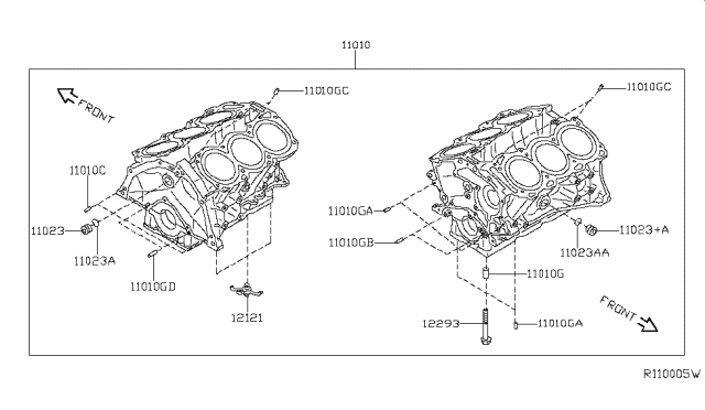 2016 Nissan Pathfinder Cylinder Block & Oil Pan Diagram 4