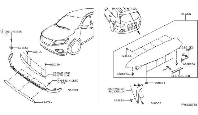 2016 Nissan Pathfinder MOULDING-Front Bumper, Lower Diagram for 62076-3KA0A
