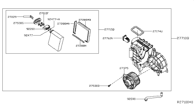 2019 Nissan Pathfinder Blower Assembly Rear Diagram for 27375-3KA0B