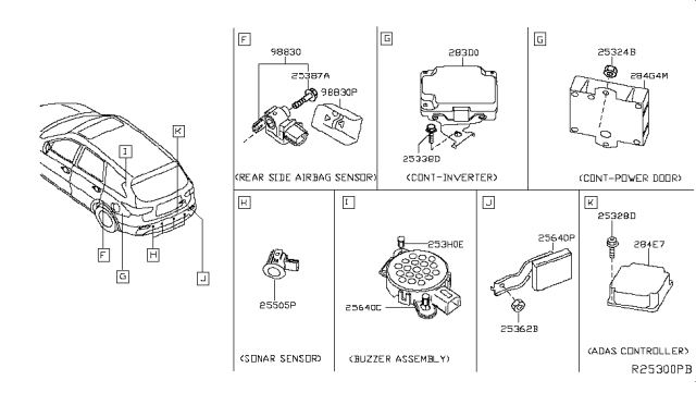 2016 Nissan Pathfinder Controller Assembly-Power,Back Door Diagram for 284G4-3KA7C