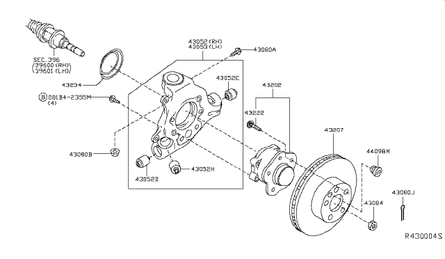 2014 Nissan Pathfinder Housing Assy-Rear Axle,LH Diagram for 43019-3JA0A