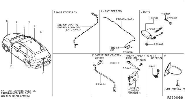 2015 Nissan Pathfinder Camera Assy-Back View Diagram for 28442-3JA2A