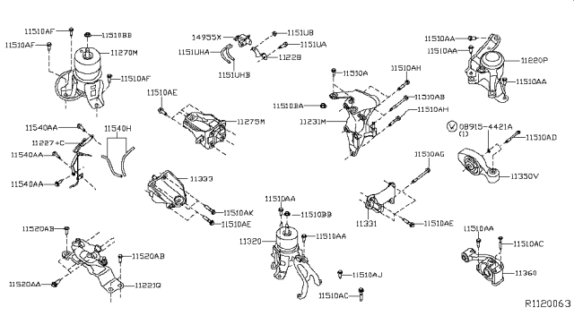 2015 Nissan Pathfinder Engine & Transmission Mounting Diagram 1