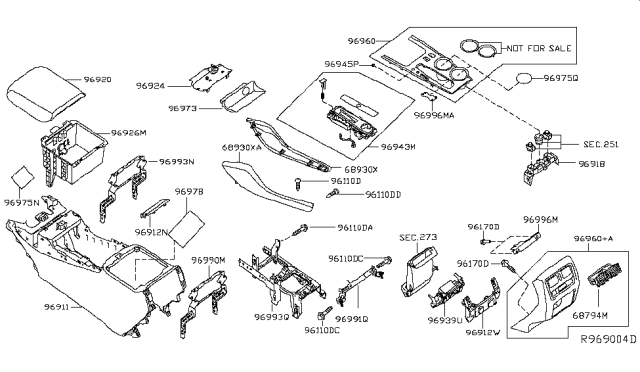 2014 Nissan Pathfinder Body - Console Diagram for 96911-3KA2B