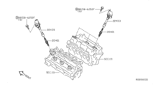 2017 Nissan Pathfinder Ignition Coil Assembly Diagram for 22448-JA12D