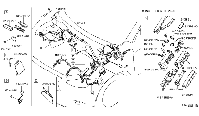 2016 Nissan Pathfinder Harness-Engine Room Diagram for 24012-9PJ0A