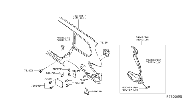 2015 Nissan Pathfinder Base-Rear Combination Lamp,RH Diagram for G8140-3KAAA