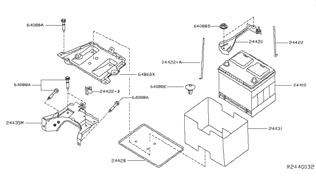 2014 Nissan Pathfinder Cover-Battery Diagram for 24431-3JA0A