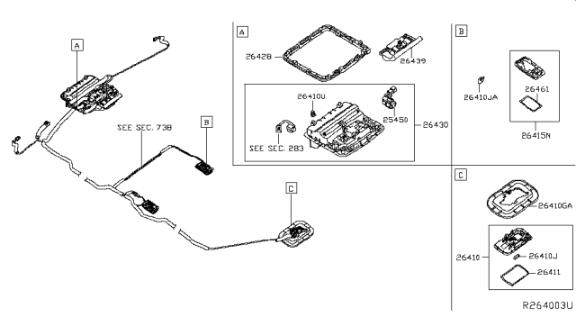 2014 Nissan Pathfinder Lamp Assembly-Map Diagram for 26430-8991A